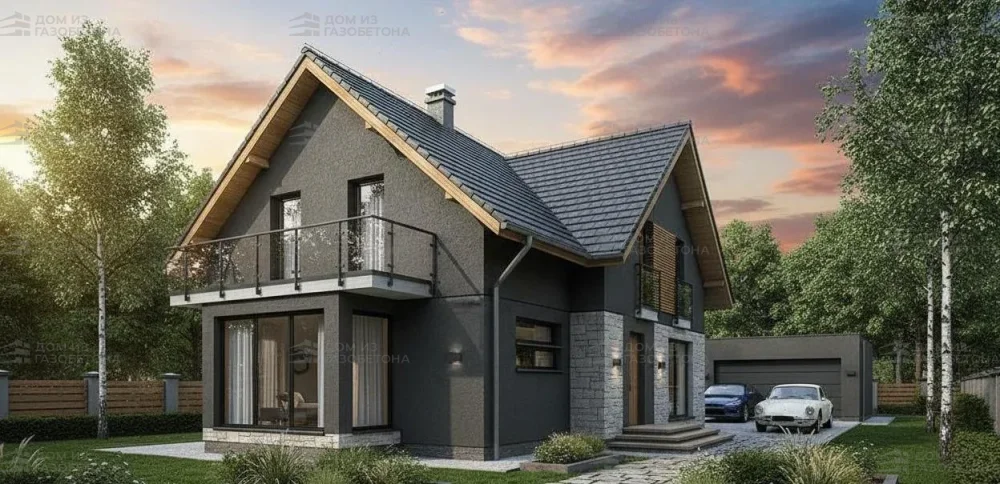 Проект Двухэтажный дом 9 на 8, 100 м2